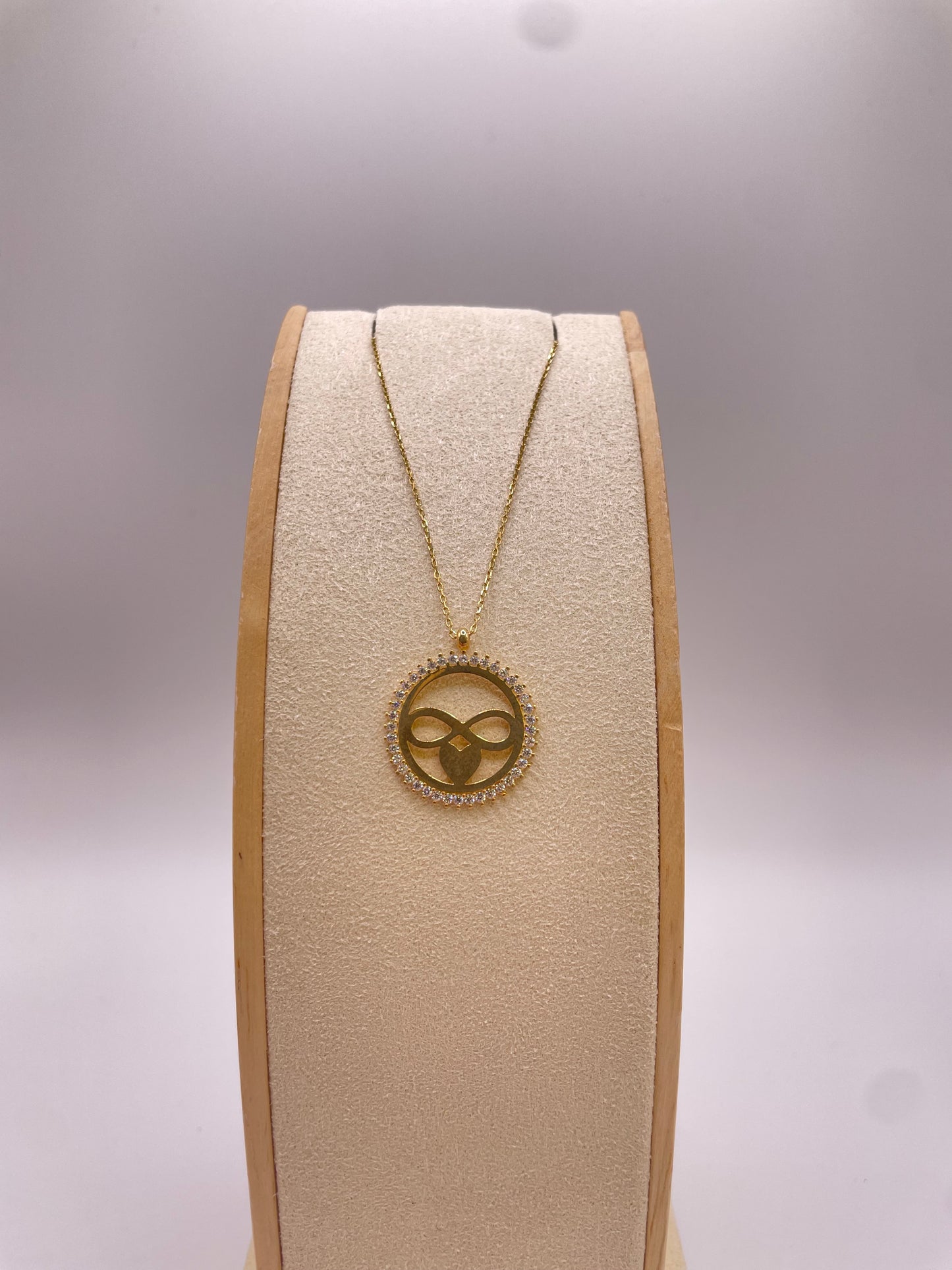 Goldkette mit Anhänger Infinity&Herz mit Steinen