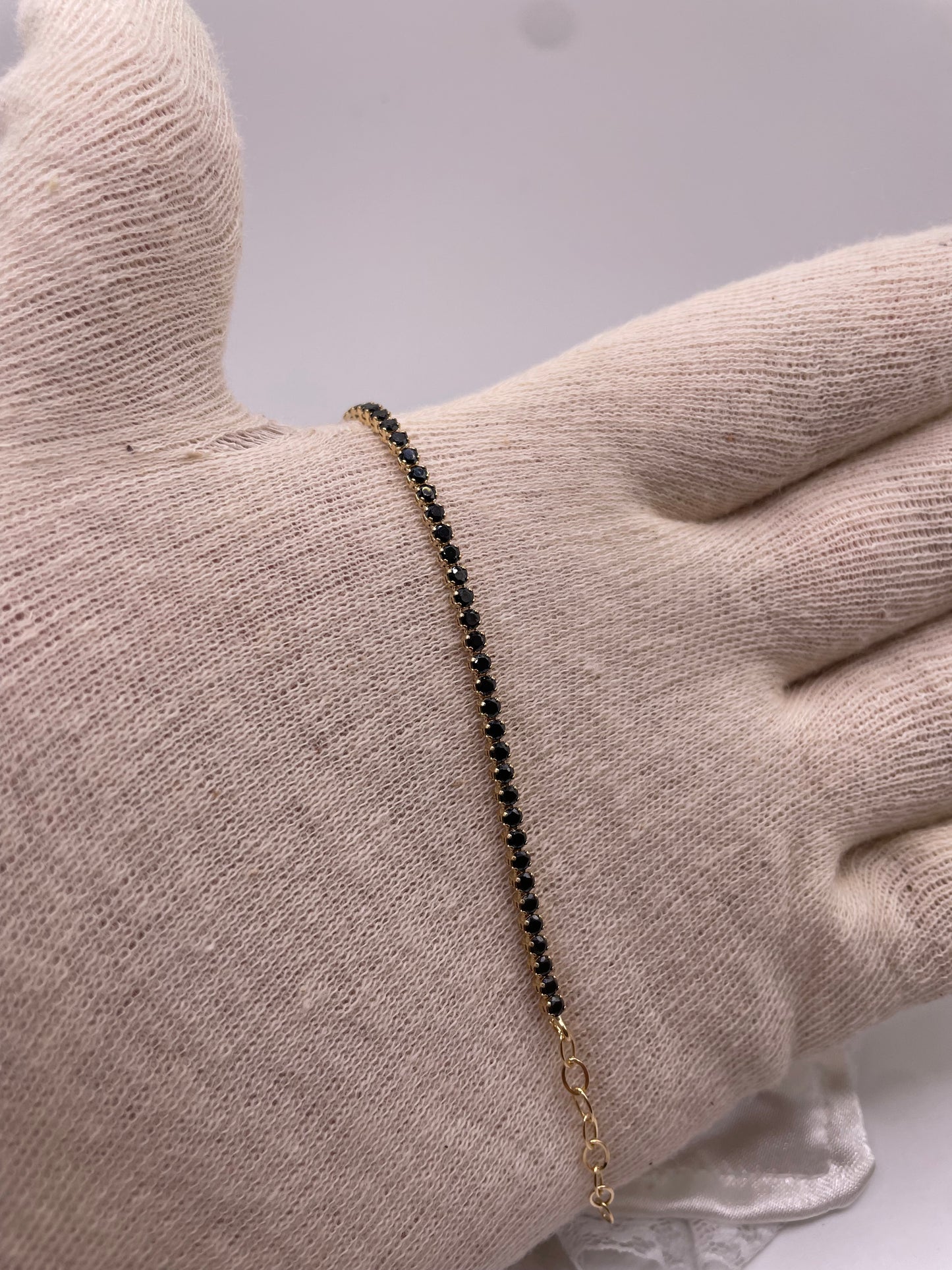 Tennis-Armband Gold mit schwarzen Steinen
