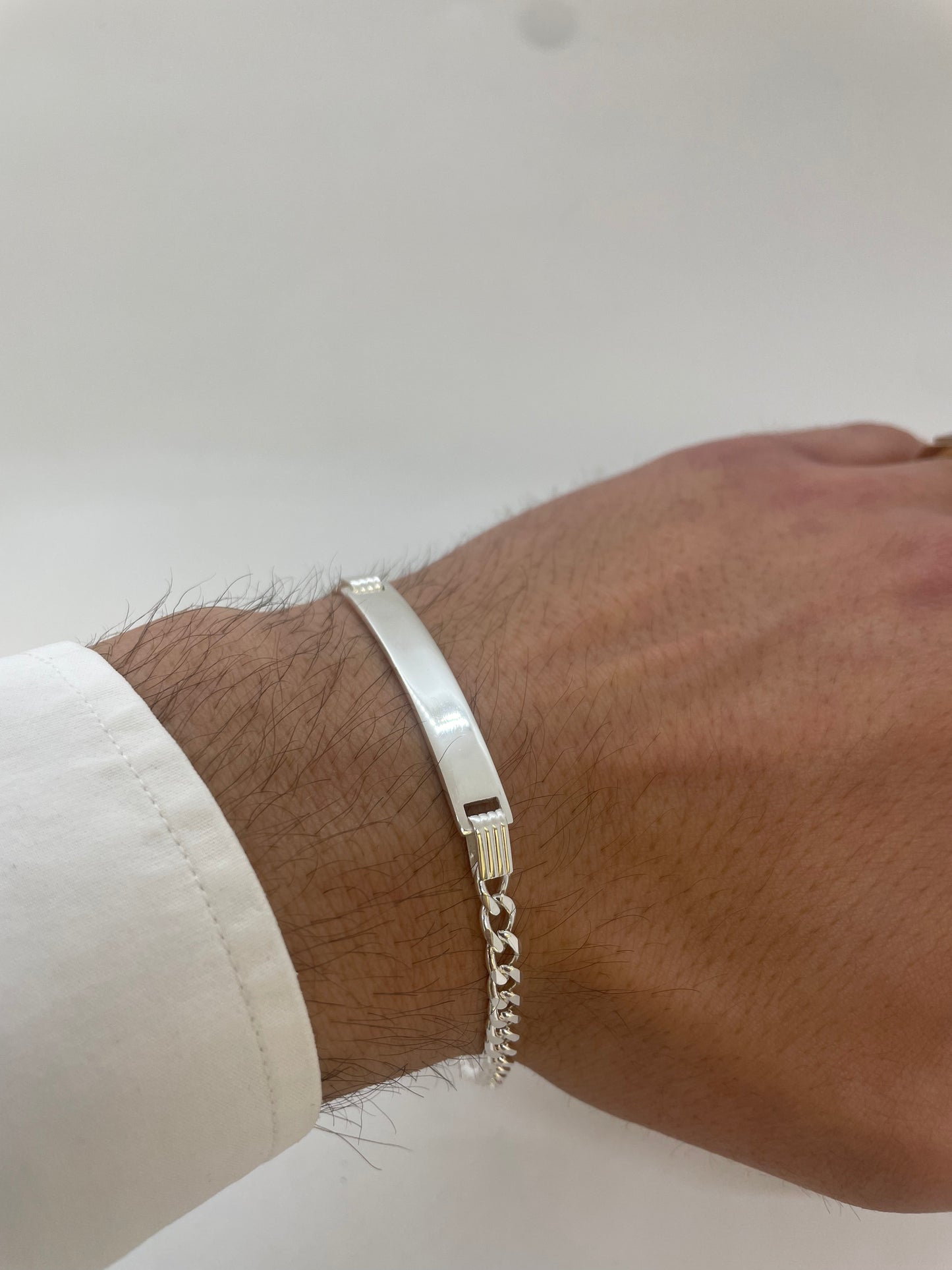 Panzerarmband mit Gravurfläche Silber