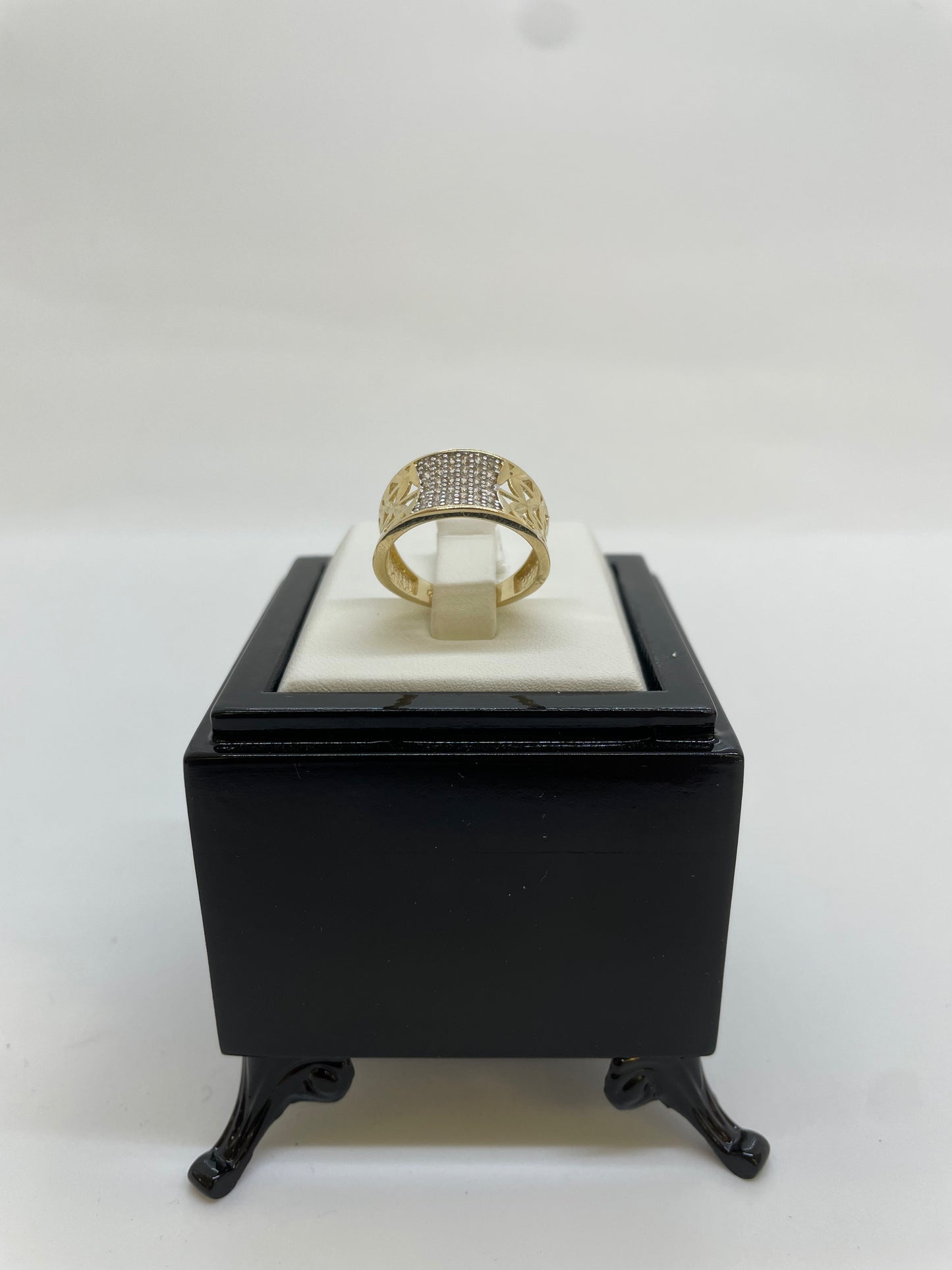 Bicolour Netzring mit Steinen aus Gold