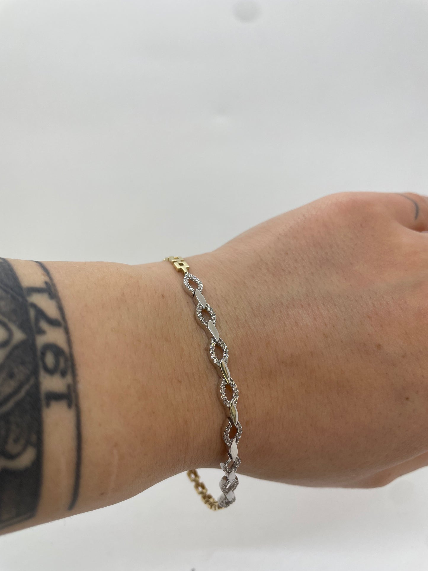 Goldarmband bicolour mit Zirkonia Steinen