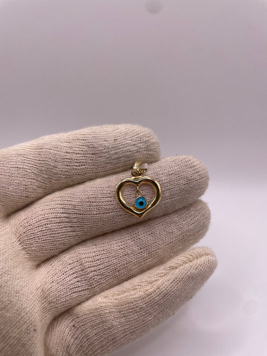 Herz Anhänger mit Evil Eye Gold